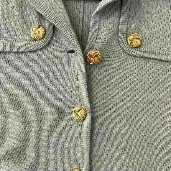 DON SAYERS wellmore Vintage 80s Retro knit gold button sweater dress size 12 - Picture 3 of 5